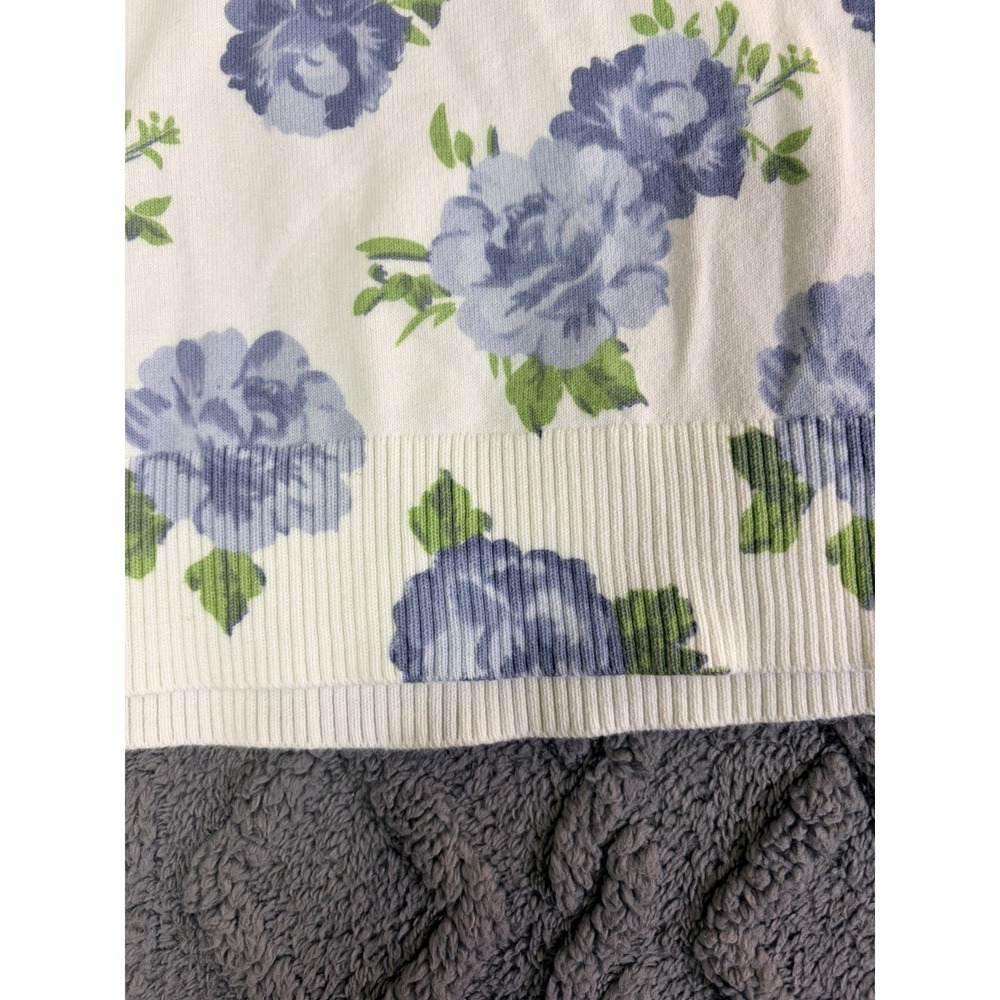Vince Camuto Women's XL Floral Short Sleeve Sweater Blue White - Picture 7 of 8